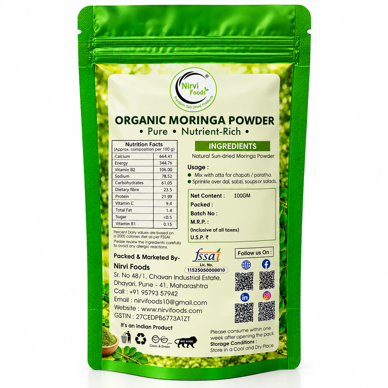 Premium Sun-Dried Moringa Powder/ Leaves(100gm) - Image 3